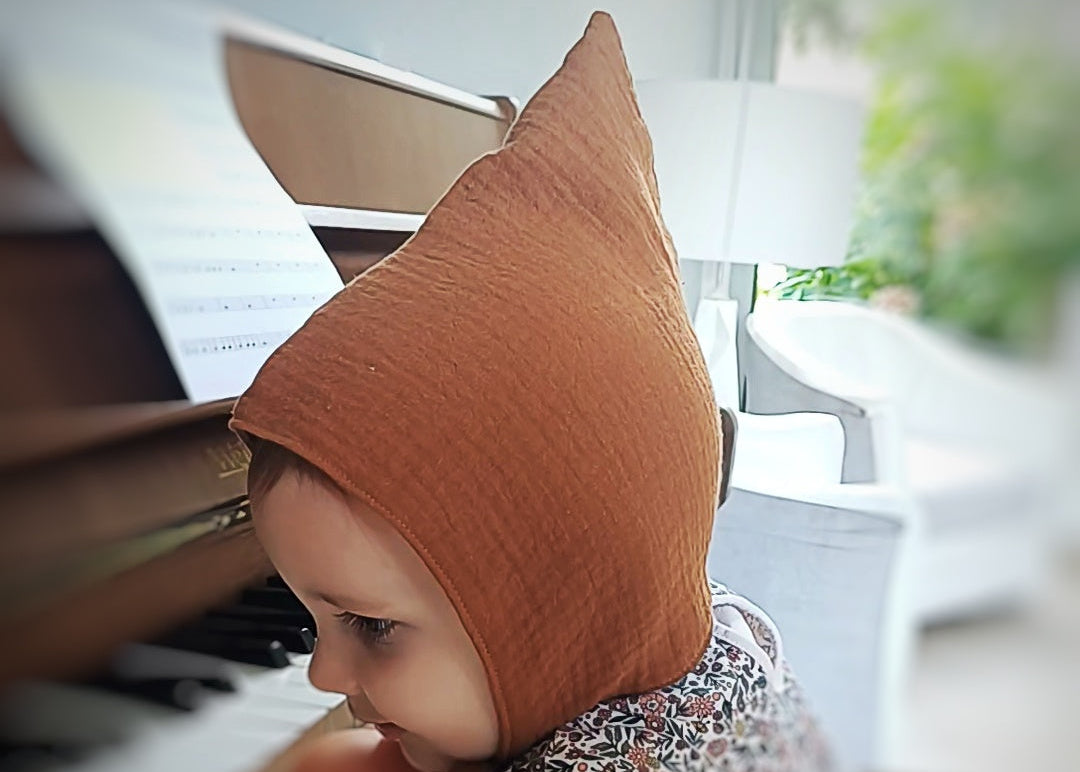 Tiana, le bonnet lutin en double gaze