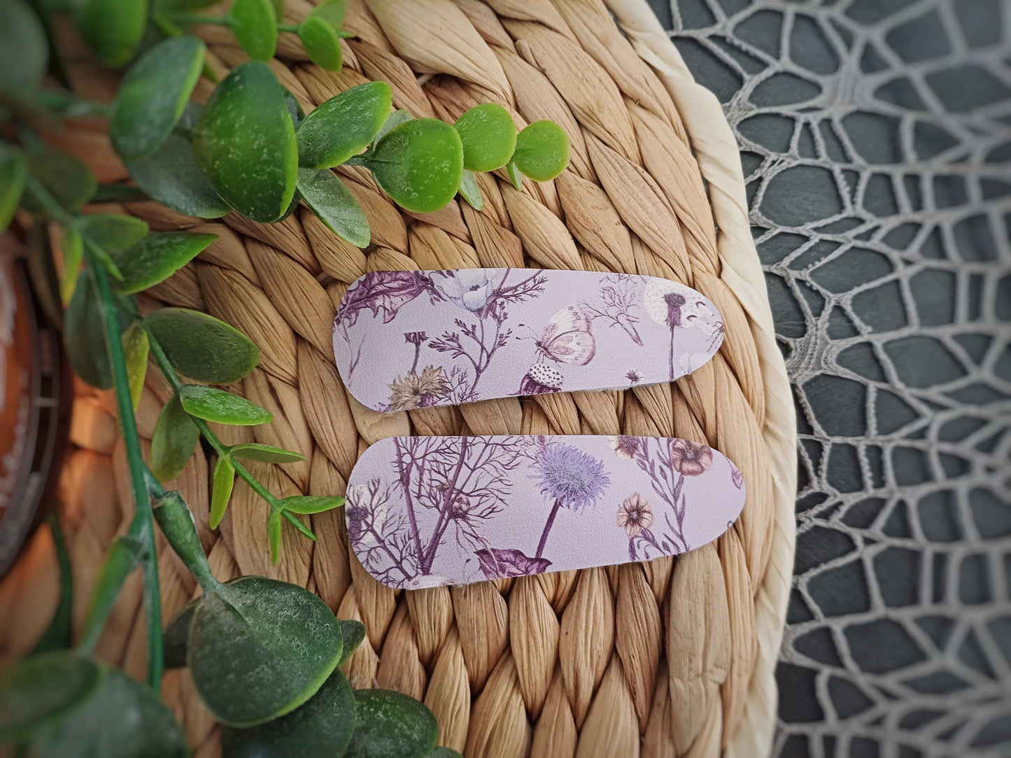 Camille, cliclac faux leather barrettes