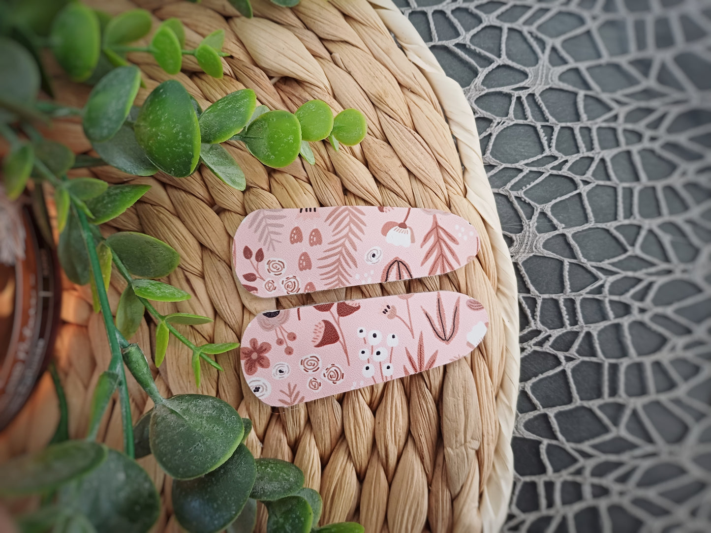 Camille, cliclac faux leather barrettes
