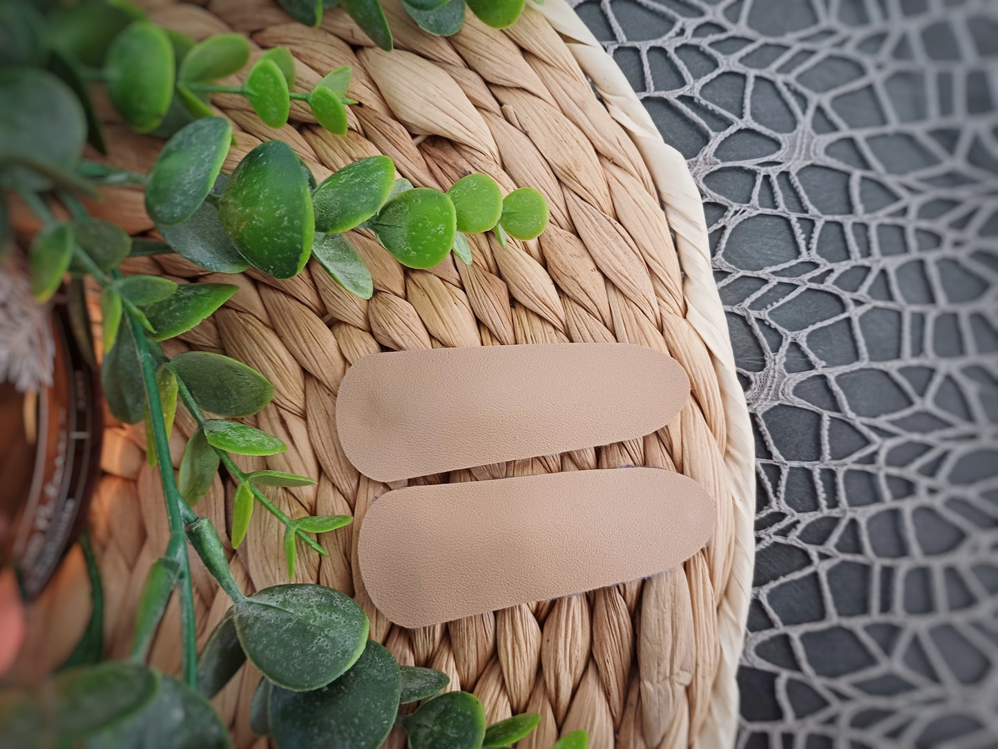 Camille, cliclac faux leather barrettes
